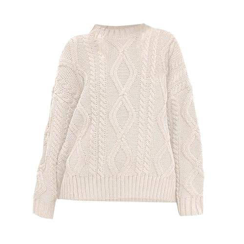 Sweaters for Women Fall Winter Oversized Long Sleeve Mock Neck Lightweight Chunky Cable Knit Pullover Sweater Jumper Top4