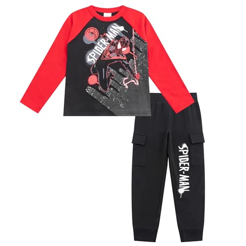Image of Marvel Spider-Man Boys Long Sleeve Shirt and Pants Set for Little Kids