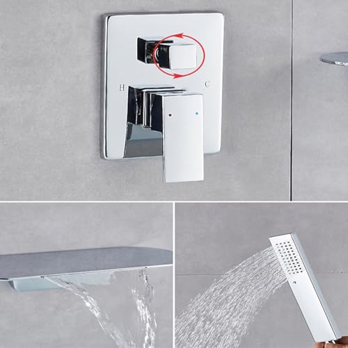 Mitigeur de douche et bain cascade mural en laiton noir MOCHAMIK - 6