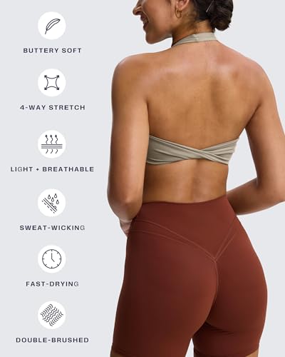 Image of Aoxjox Women's Rosie Halter Sports Bra | halter neck, removable padding, medium impact, workout top, fitness yoga crop tank, gym essential