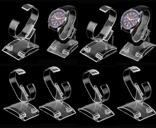 B&NN 8 Pack Clear Plastic Watch Display Stand (man watch Stand)