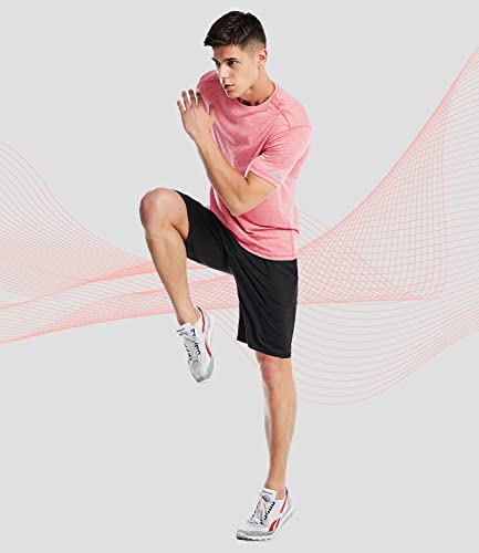 Mens Running Shirts Short Sleeve Quick Dry Athletic Fit Gym Workout Tshirt Sports Performance Tee Shirt(Marled Coral, Xs) #TOP1