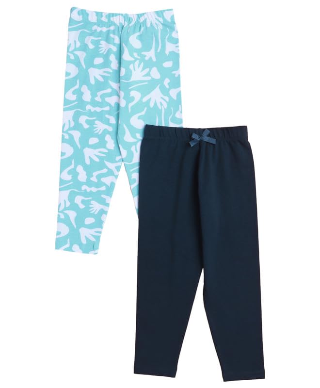 BUMZEE Leggings da ragazza in cotone, vestibilità regolare, confezione da 2