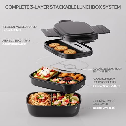 Bento Lunch Box Set with Lunch Bag, BPA-Free Bento Box with Built-in Utensils - image 3