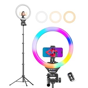 UBeesize 12” RGB Selfie Ring Light with 62’’ Tripod Stand for Video Recording＆Live Streaming(YouTube, Instagram, TIK Tok), Compatible with Phones, Cameras and Webcams