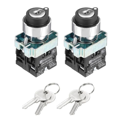 QUARKZMAN 2uds 22mm 3 Posiciones Llave Bloqueo Botón Interruptor con Llave DPST