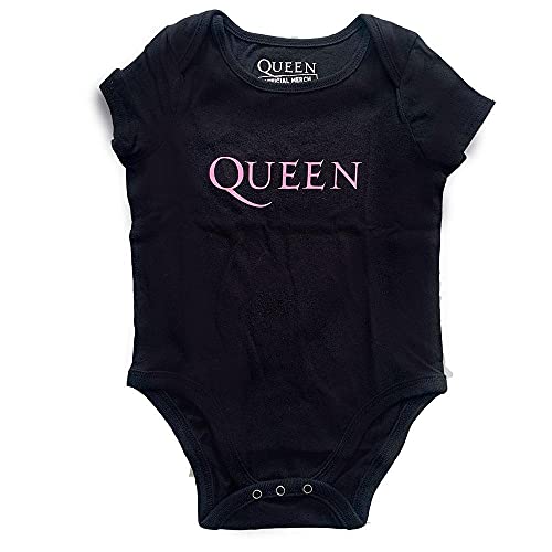Queen Baby Grow Pink Band Logo Official Black 0 to 24 Months X Large (12-18 months)