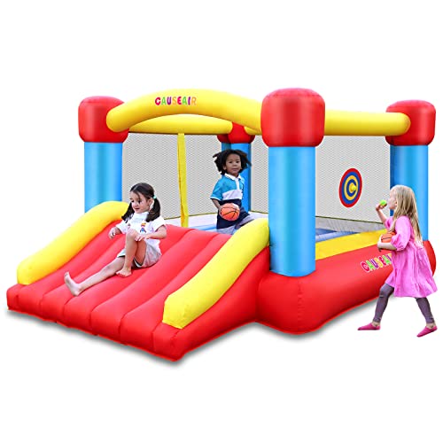 Causeair Inflatable Bounce House With Gfci Blower,12 Ft L X 9 Ft W,Basketball Hoop,Dart Ball Game,Durable Pvc Coated Bounce Area,Jumping Bouncy Castle With Slide #TOP21