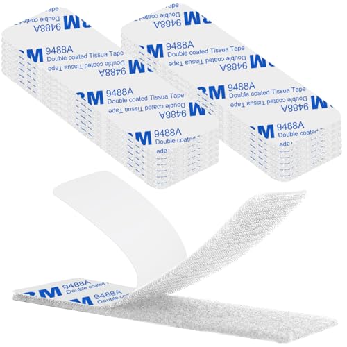 Rusoz Feltro Adesivo Forte Bianco in Nylon 12 Coppie Nastro Biadesivo Extra Forte e Resistente 3cm x 10cm Ideale per Fissaggio e Riparazioni per DIY Tende e Cornici