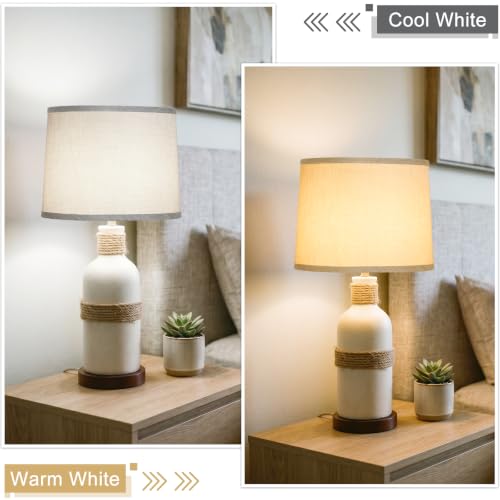 Image of Lamp Shades Set of 2, 11.6 inchTop x 12.6 inchBottom x 9.8 inchHigh, Champagne Beige | Drum Lampshades for Table Lamps, Floor Lamps, Natural Linen Lampshades for Bedroom, Living Room, Spider, Assembly Required