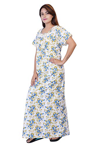 Image of Women's Cotton Block Print Knee Length Nighty