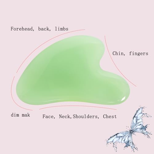 Image of Gua Sha Jade Stone Gua Sha Massage Tool, Guasha Tool for Face and Body Skin Massage. Tools for SPA Acupuncture, Pink Stone for Body Face Neck and Eye, Skin Care Gift for Woman