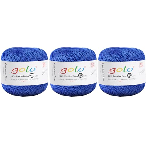 Image of golo 3 Balls Crochet Thread Size 30 Embroidery Thread Yarn for Hand Kniting Yarn for Tatting 633