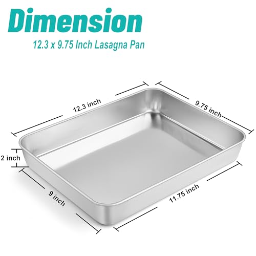 image for TeamFar Lasagna Pan, 12.3’’ x 9.75’’ x 2’’, Stainless Stee