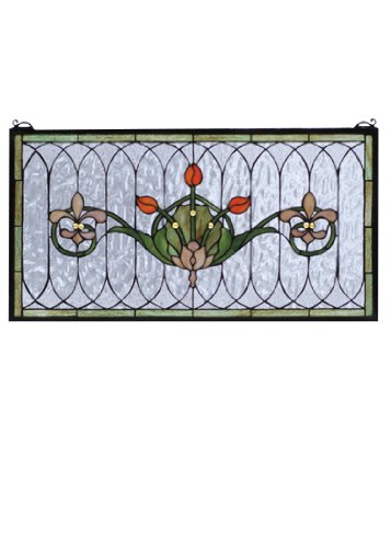 Meyda Tiffany 68019 Tulip & Fleurs Stained Glass Window, 26