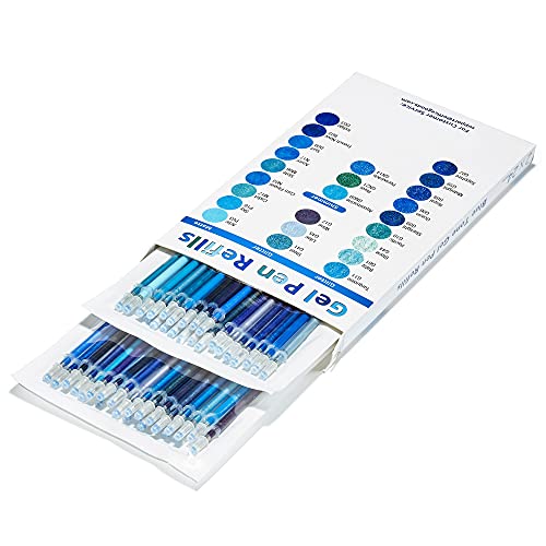 OfficeGoods Gel Pen Refills - 24 Individual Colors - Fits Most Gel Pens - Fast Drying Ink - Perfect for Artists, Adult & Kids Coloring Books, Mandalas, Nature - 2 Pack - Blues