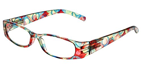 Calabria 759 Rectangular Colorful Reading Glasses +2.50 Red Women One Power Readers Stylish Eyeglasses Matching Soft Case Included #TOP27