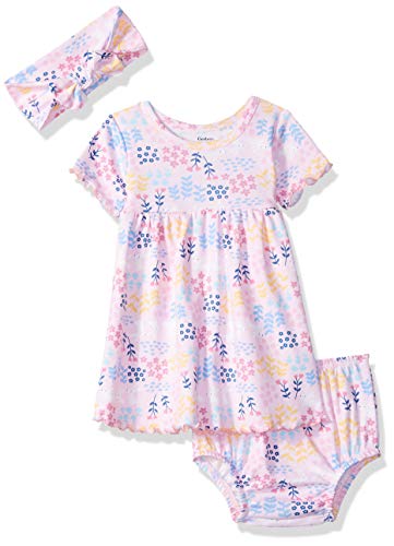Gerber Baby Girls 3-Piece Dress, Diaper Cover and Headband Set, Bunny Garden, 18 Months