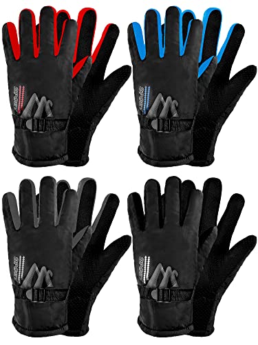 Image of Geyoga 4 Pairs Winter Kids Ski Gloves Boys Girls Windproof Waterproof Warm Snow Gloves for Children Toddler Snowboard