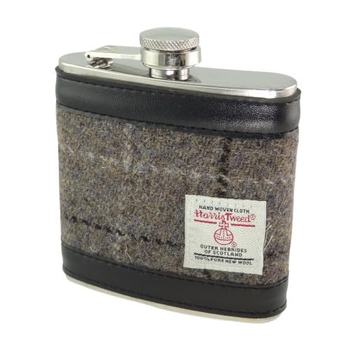 Glen Appin of Scotland Harris Tweed Hunting Flask - Edelstahl Flachmann Set mit Harris Tweed Cover,...