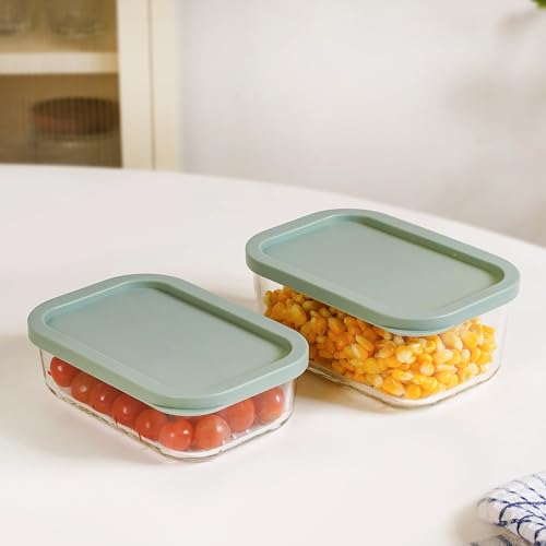 Image of Nestasia Medium Replacement Lid for Groovo Glass Container (10.8cm x 15.8cm) - Durable & BPA-Free PE Lids for Fridge Storage Containers (Green)