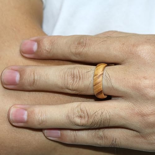 Generic 6Mm Women/Men 100% Natural Olive Wood Wedding Ring Band Anniversary Ring,Domed Olive Wood Enagagement Ring,Free Wooden Ring Box thumb #4