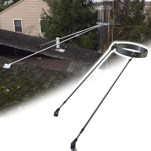 Adjustable Stainless Steel Roof Chimney Pipe Brace Holder, Universal Stove Pipe Support Bracket (Diameter 4.5" / 11.4cm) for Enhanced Stability and Durability