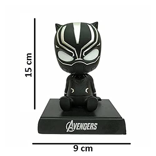 Image of Super Hero Action Figure Limited Edition Bobblehead with Mobile Holder for Car Dashboard, Office Desk & Study Table (Black Panther)