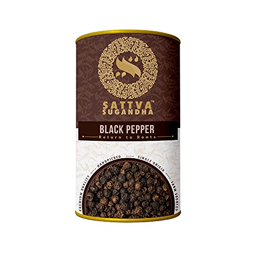 Image of Sattva Sugandha - Whole Black Pepper 10MM Bold 100% Natural Idukki District Kerala Pure Kali Mirch Naturally Grown Highly Aromatic Immunity Booster Product of India (400g)