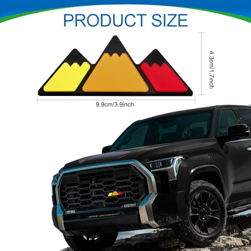 Image of Tri-Color Grille Decor Badge, Front Grill Emblem, Tri-Color Grille Badge Emblem Decoration Accessories, Grille Insert Trims Car Decor Fit for Tacoma 4Runner Tundra (Snow Mountain Red)