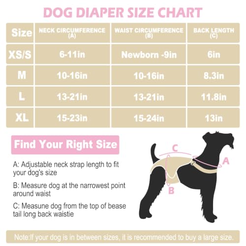 Image of Jollywoods 3 Pack Washable Female Dog Diapers with Adjustable Suspender | French Bulldog Period Panties, Escape Proof Dog Underwear Female, Super Absorbent Leakproof for Dog in Heat Cycle XS /S