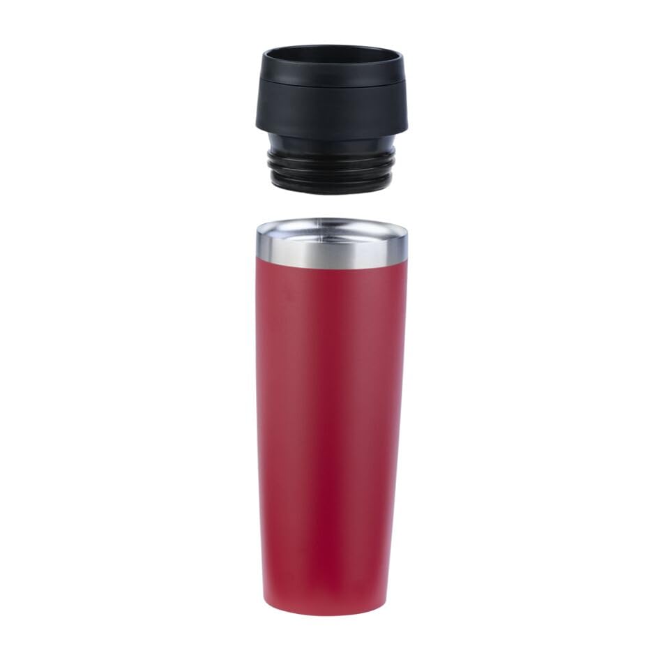 Emsa N2023750 Travel Mug Classic Isolierbecher 0,5 Liter, neuer Komfort Schraubverschluss, Pulverbeschichtung, Edelstahl, 360 Grad Trinköffnung, Rot 6