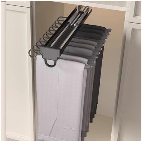 Retractable Pants Hanger for Closet, Space-Saving Organizer for Trousers, Scarves, Ties - Adjustable Multi-Layer Flip Hanger for Efficient Wardrobe Storage