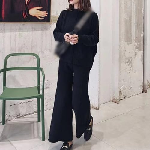 Suéter suelto y pantalones de pierna ancha en un conjunto de punto ideal para el entretiempo 3