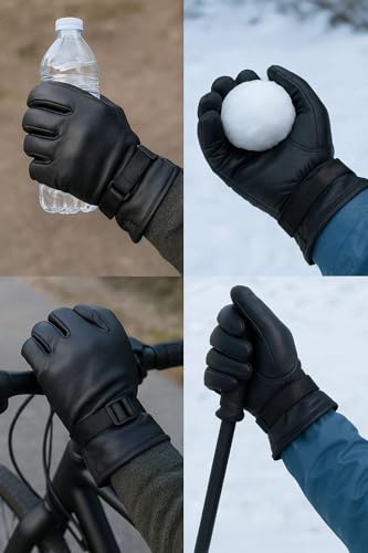 Image of TLN Genuine Leather Gloves for Men | Premium Soft & Warm Winter Gloves | Stylish Driving, Biking & Riding Gloves | Durable Hand Gloves for Outdoor, Motorcycle & Daily Use