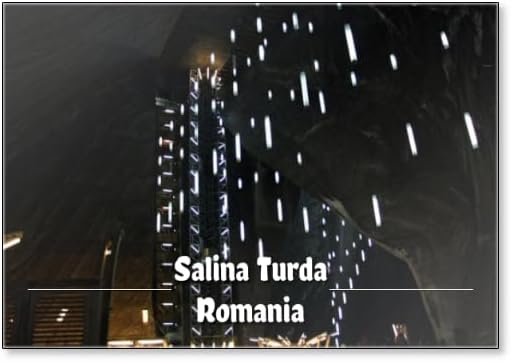 Lights in Salina Turda, Turda Salt Mine, near Cluj Napoca, Transylvania, Romania., Design 2, Fridge Magnet