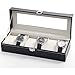 Produktbild Atten 6 Slot Watch Box Organizer mit Schloss |Premium-Schmuck & Uhren Vitrine |Aufbewahrung for Uhren |Groß, Glasdeckel |Carbon-Faser-Design Schwarzer hölzerner Uhr-Halter |Übergroße |Geschenk