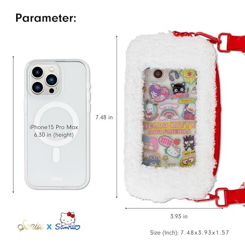 Sonix x Sanrio Plush Phone Wallet - Fuzzy Character Crossbody Bag, Furry Phone Bag, Universal Smartphone Purse - Hello Kitty4