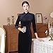 CBROOT Women's Chinese Cheongsam Dress - Autumn Winter Velvet Long Sleeve Slim Cheongsam Fashion Long Retro Style Dress Elegant Wedding Party Banquet Clothing Qipao,Black,M