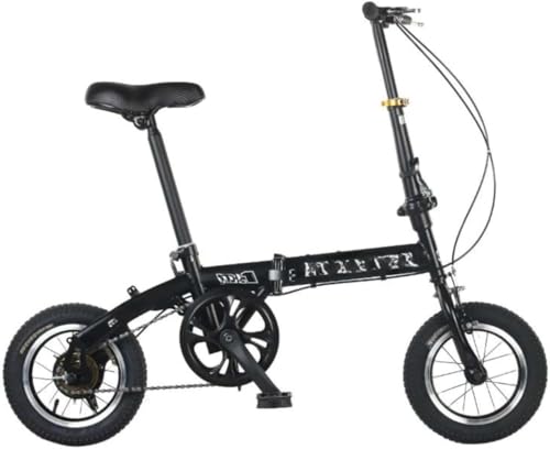 Dmend折りたたみ自転車、12インチ高炭素鋼フレーム、200kgの耐荷重、幅広タイヤ、幅広シート、強力なブレーキ、高さ調節可能、男性、女性、初心者、通勤、通学、買い物に最適 (ブラック)
