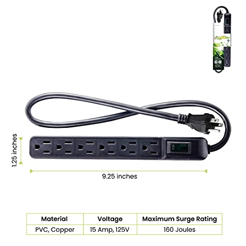 Go Green Power Inc. Gg-16103Minbk 6 Outlet Surge Protector, Black #TOP4