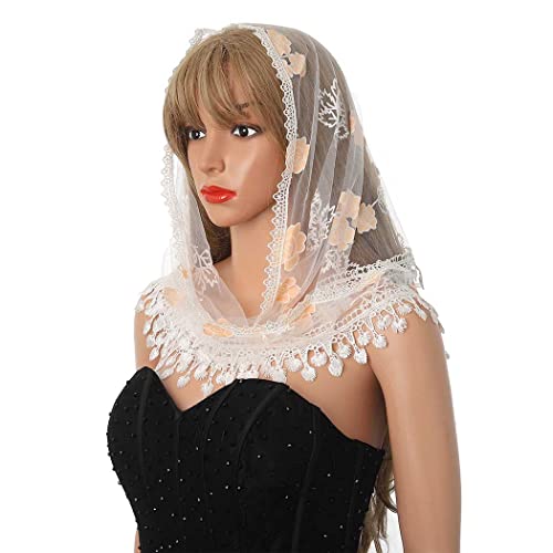 Wedding Church Veils Lace Scarf Floral Shawl Mass Tulle Head Covering Cathedral Mantilla Veil for Women