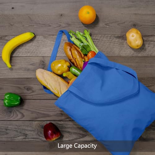 Image of TOPDesign 6-Pack Economical 16 inchx15 inch Ocean Blue Cotton Tote Bags, Lightweight Medium Reusable Grocery Shopping Cloth Bags, Suitable for DIY, Advertising, Promotion, Gift, Activity