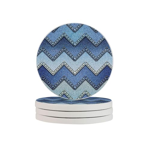 Dessous de verre en diatomite imprimé denim dégradé bleu