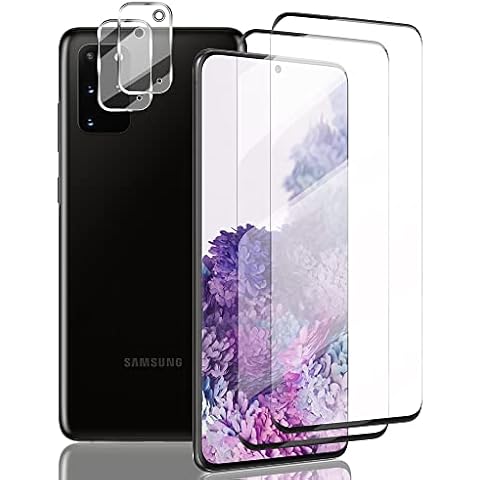 [4 Pack] For Samsung Galaxy S20 Plus Screen Protector [2 Pcs] +Camera Lens Protector [2 Pcs], 100% Fingerprint Unlock, 9H Hardness for Samsung Galaxy S20 Plus 5G Tempered Glass Screen Protector Film Cover