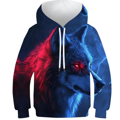 Sweats à capuche 3d wolf pour garçons et filles de 11 à 13 ans