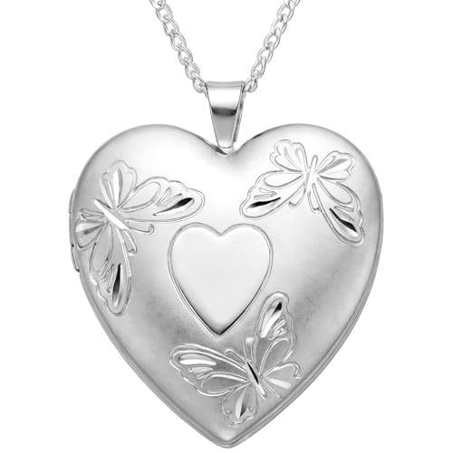 Médaillon cœur en argent 925 avec chaîne 45 cm, le cadeau idéal pour femme
