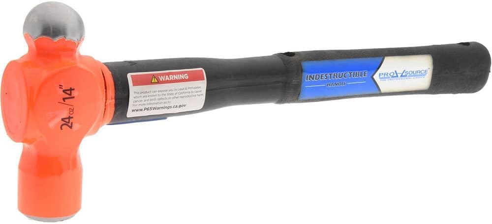 PRO SOURCE Steel Ball Pein Hammer: 1-1/2 lb Head, 14" Overall Length