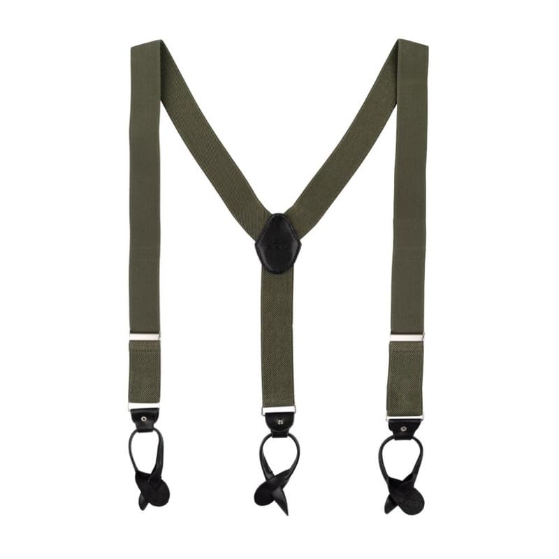 Image of The Tie Hub Button Suspenders for Men | Gentry Button-On Y-Back Elastic Braces | Adjustable 1.25 Inch | Formal Wedding