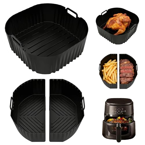 Heißluftfritteuse Zubehör 3 Stück Airfryer Silikonform für Cosori, Ninja, Russell Hobbs - Spülmaschinenfester & wiederverwendbarer Einsatz als Backpapier-Ersatz. Ideal für Backen, Grillen & Desserts
